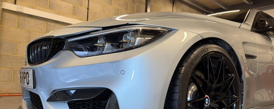 BMW M4 front end in the ASR workshop